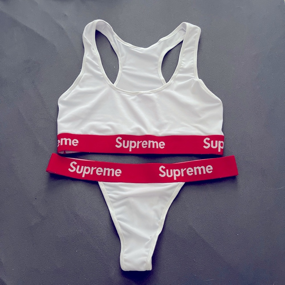 Reworked Supreme Bra/bralette and thong.